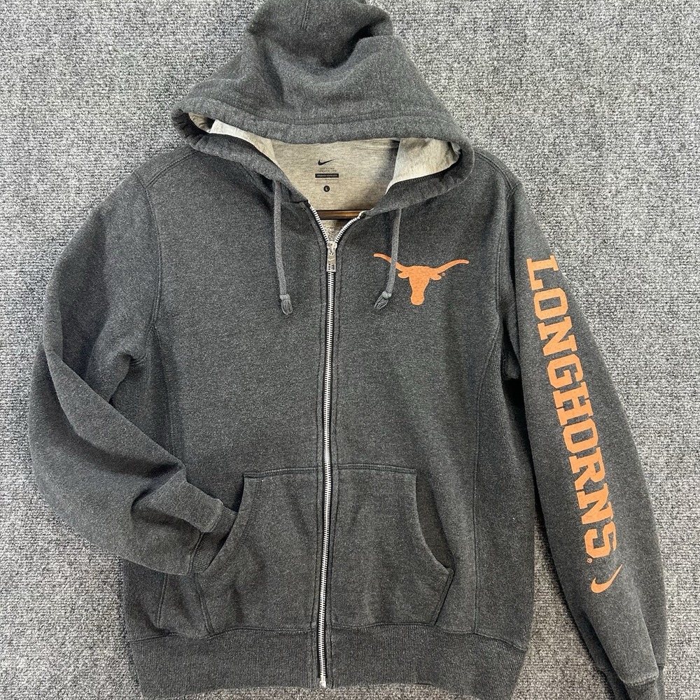 Nike Texas Longhorns Womens Full Zip Hoodie Sweatshirt Sz L Gray Athletic Gym